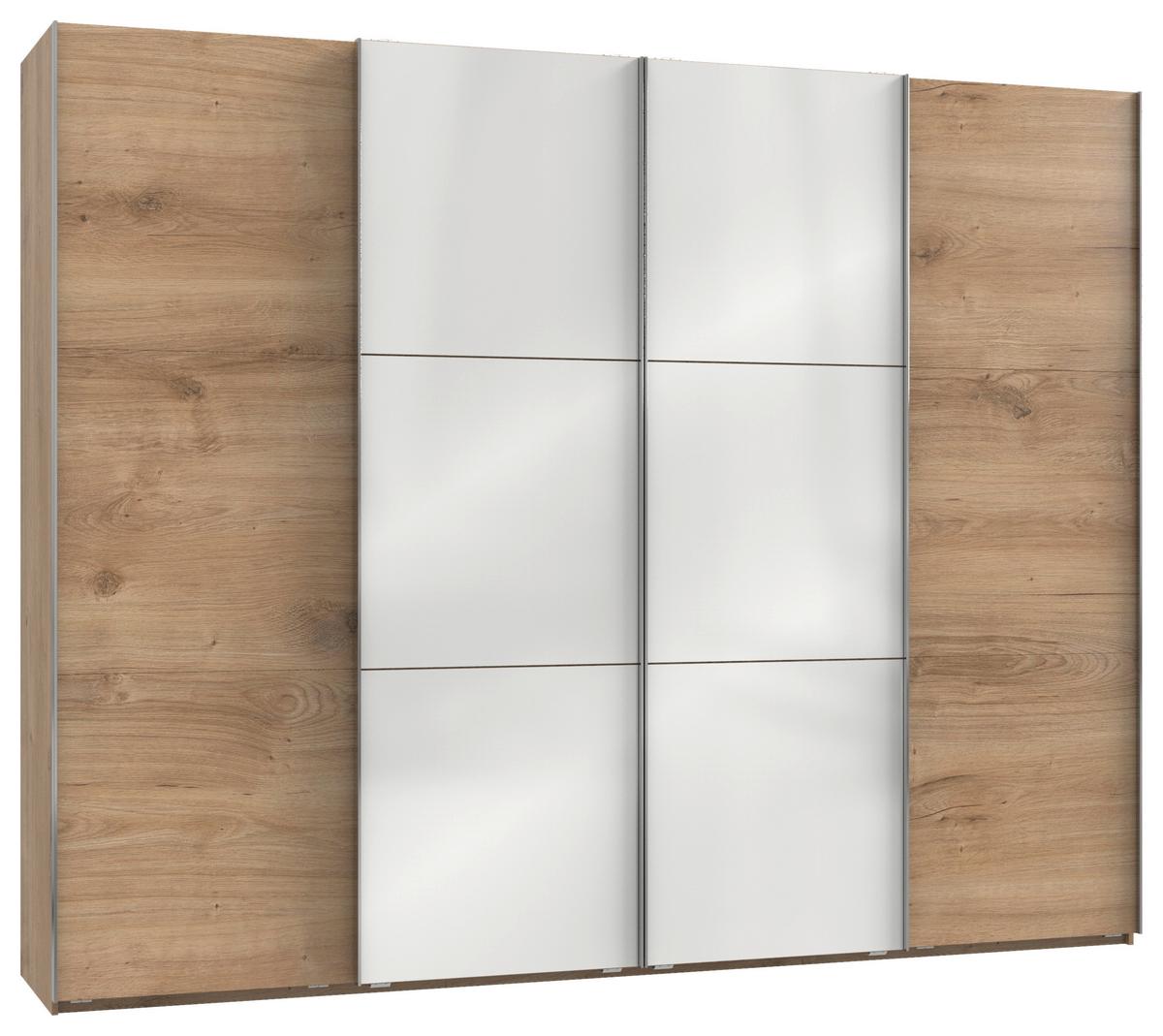 Schwebetürenschrank B: 300 cm Level 36c Weiß/Eiche Dekor - Eichefarben/Weiß, MODERN, Holzwerkstoff (300/236/65cm) - MID.YOU