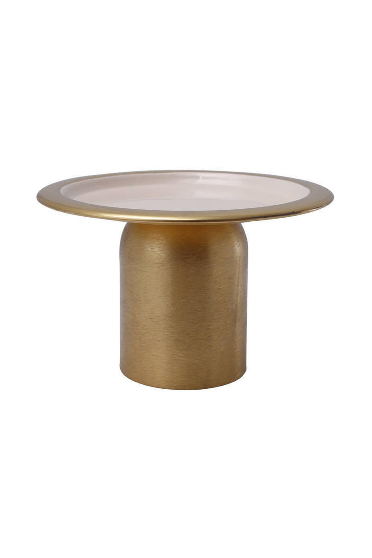 Tortenplatte Rund Eisen Art Deco D: 20,5 cm Golden/Rosa - Goldfarben/Rosa, Trend, Metall (20,5/13,5cm) - Kayoom