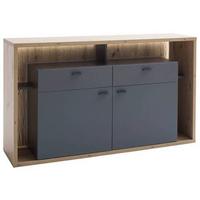 Sideboard B: 156 cm Lizzano Grau/Eichefarben - Eichefarben/Grau, Design, Holzwerkstoff (156/91/40cm) - MID.YOU