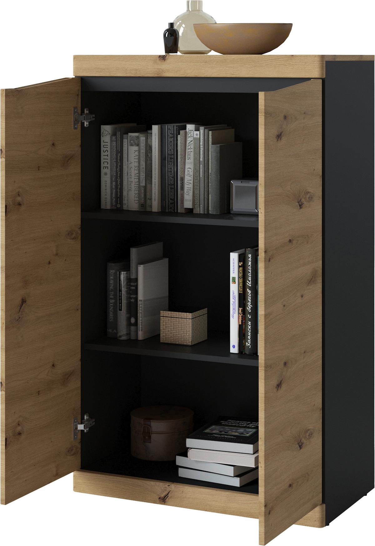 Kommode Turino B: 75,8 Cm - Anthrazit/Eiche Artisan, Trend, Holzwerkstoff (75,8/122,8/39,9cm)