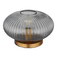 Tischlampe Grau Mit Wippschalter - Grau, Design, Glas/Kunststoff (30/20cm) - Globo