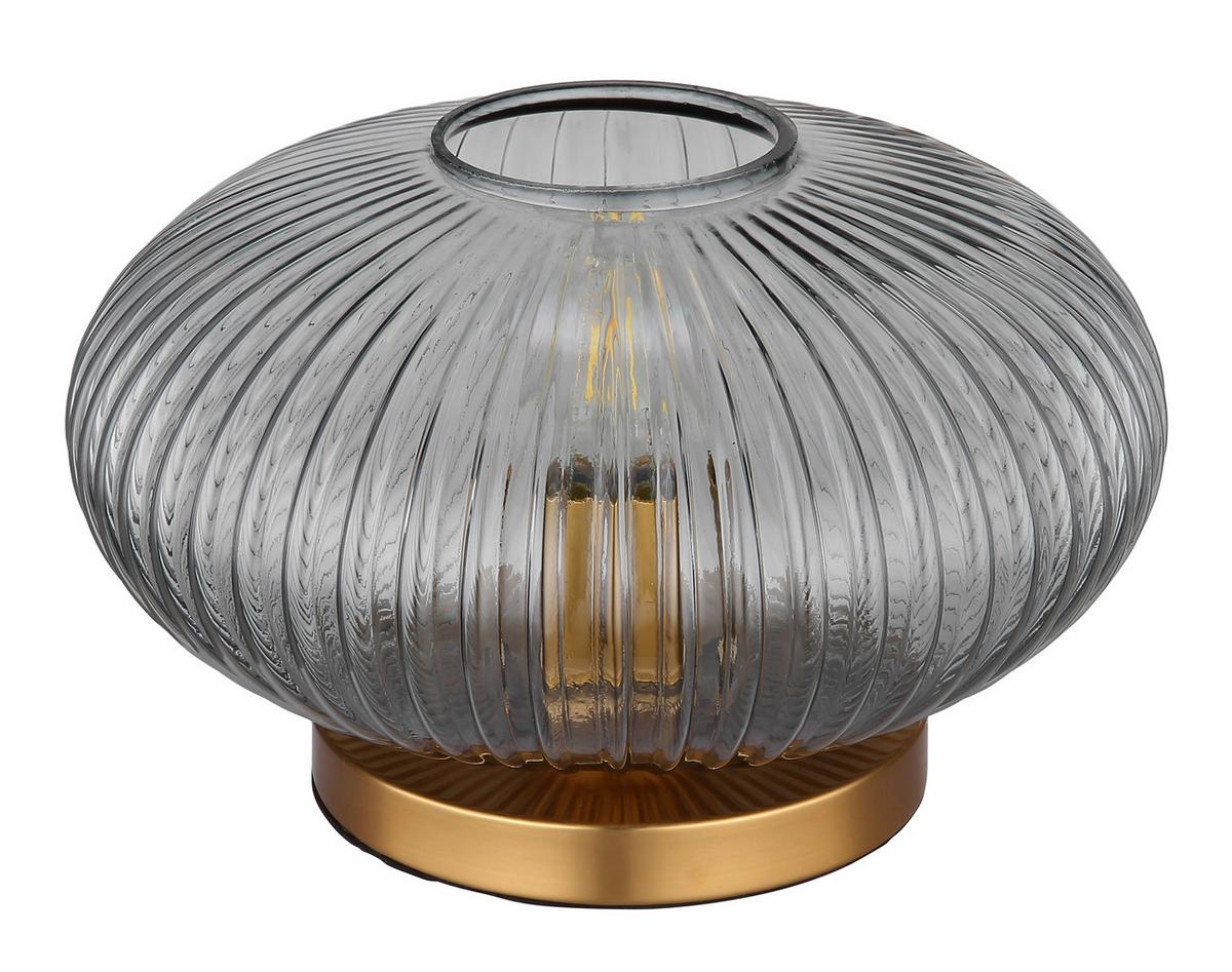 Tischlampe Grau Mit Wippschalter - Grau, Design, Glas/Kunststoff (30/20cm) - Globo