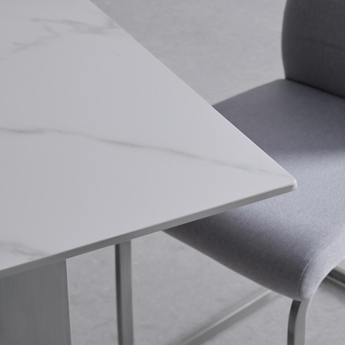 Étkezőasztal New York - nemesacélszínű/fehér, Trend, fém/kerámia (160/75/90cm) - Nedis SmartLife