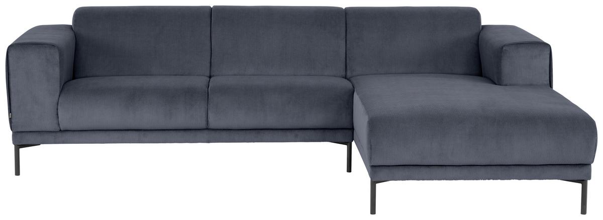 Ecksofa Erno Graublau S: 262 Cm - Graublau/Schwarz, Design, Textil (262/183cm) - MID.YOU