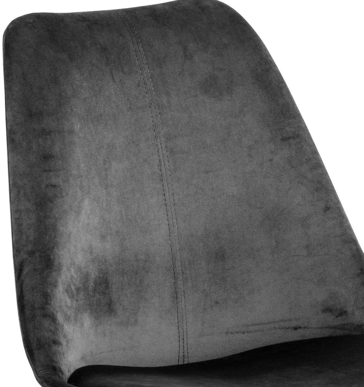 Schalenstuhl Eris Dunkelgrau Samt Gepolstert - Dunkelgrau/Schwarz, Trend, Textil/Metall (48,5/85,5/54cm) - Carryhome