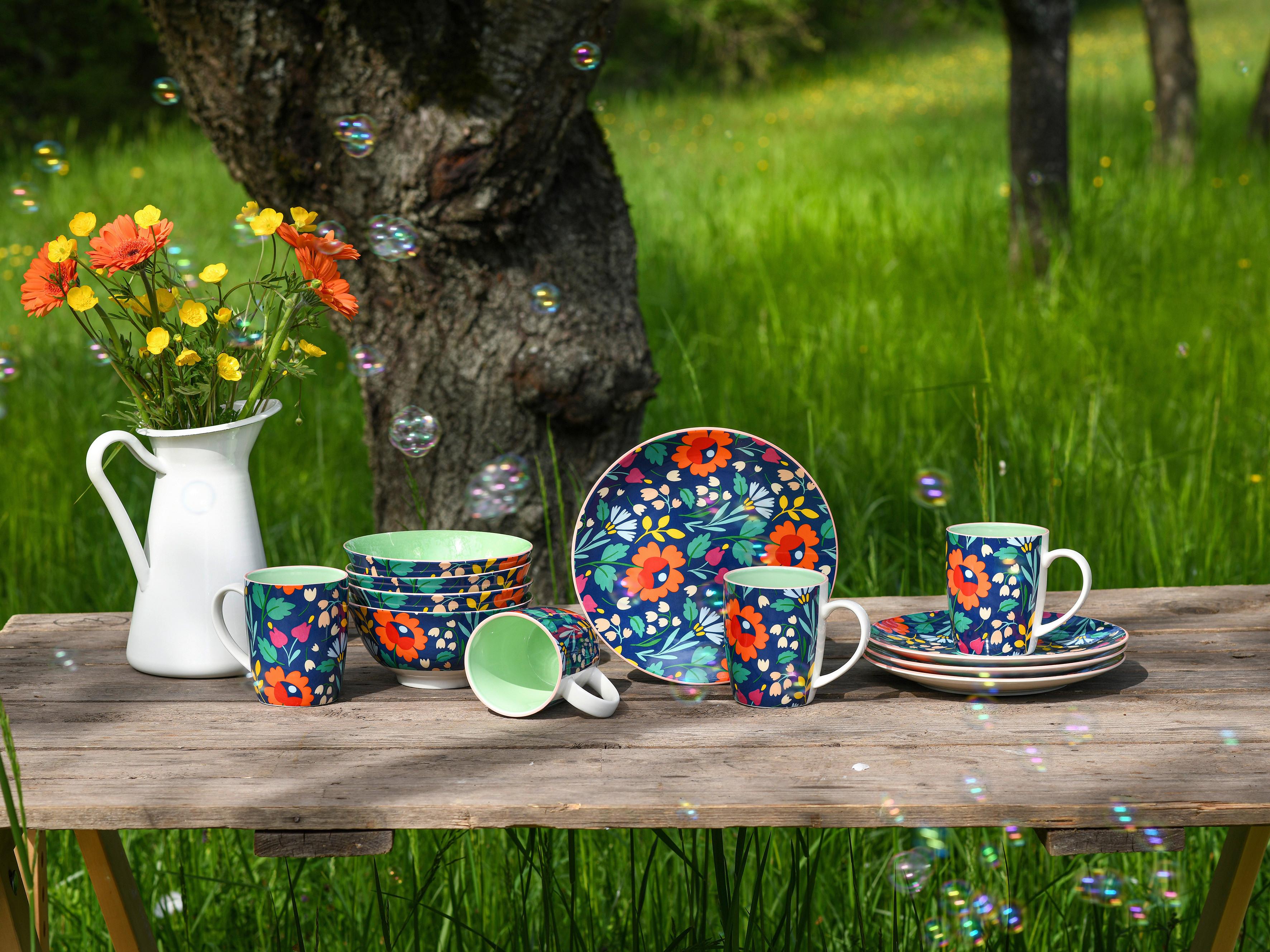 Speisetellerset 12-Tlg. Folklore Blau, Multicolor - Multicolor, Design, Keramik - Creatable