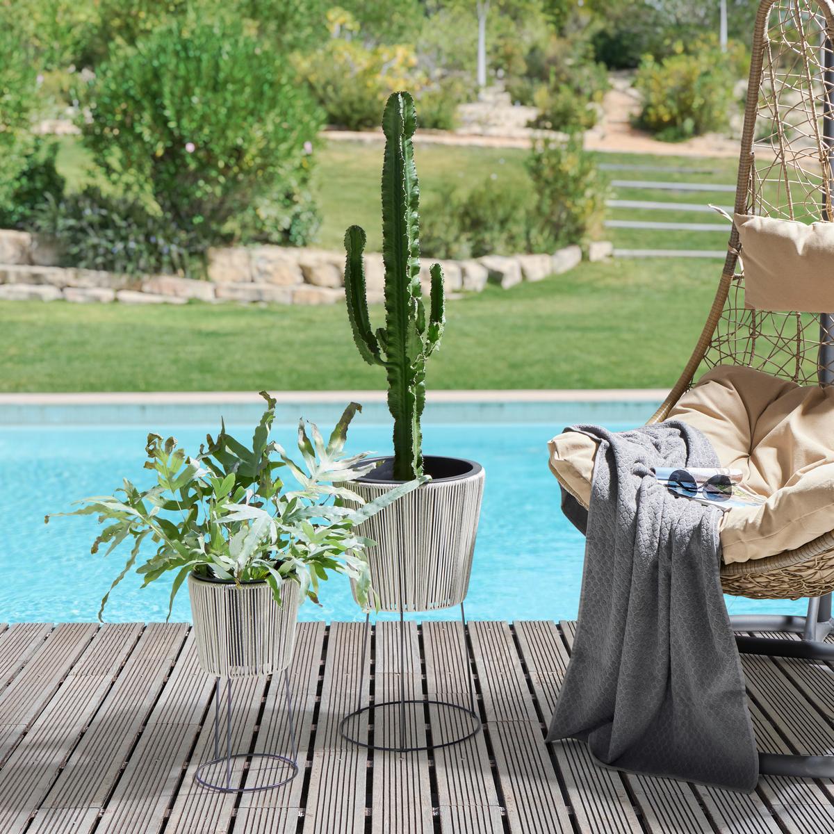 Blumentopf Nova - Schwarz/Grau, KONVENTIONELL, Kunststoff/Metall (21/40cm) - Luca Bessoni