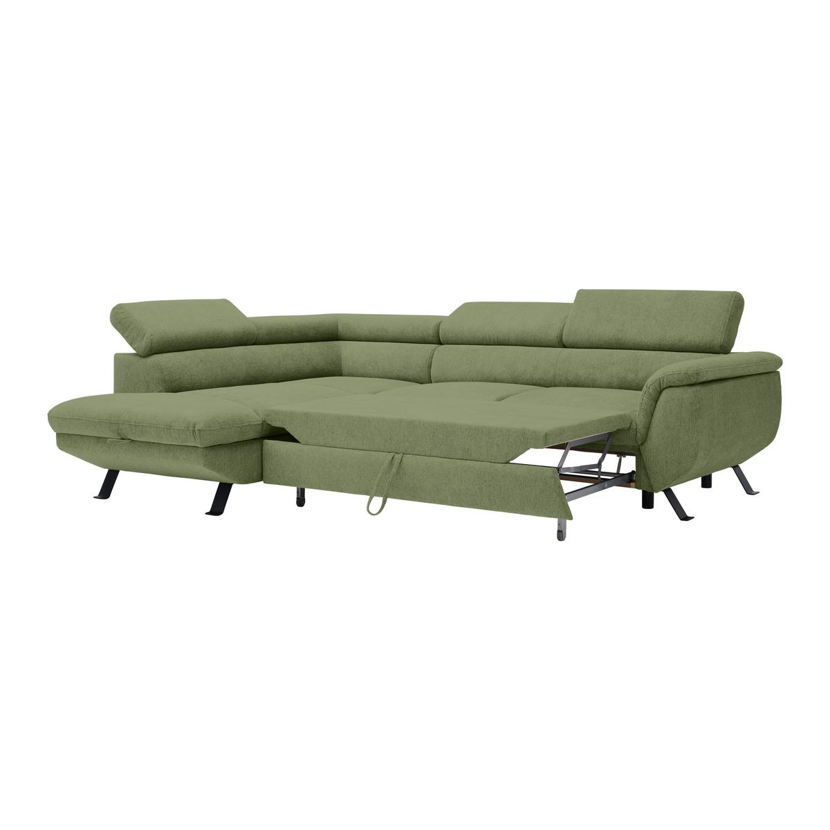 Rohová sedačka RAVEN, levá, olivově zelená - černá/olivově zelená, Moderní, kov/textil (198/257cm) - Mömax
