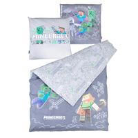 KINDERBETTWÄSCHE MINECRAFT - Dunkelgrau/Hellgrau, Naturmaterialien/Textil (135/200cm)