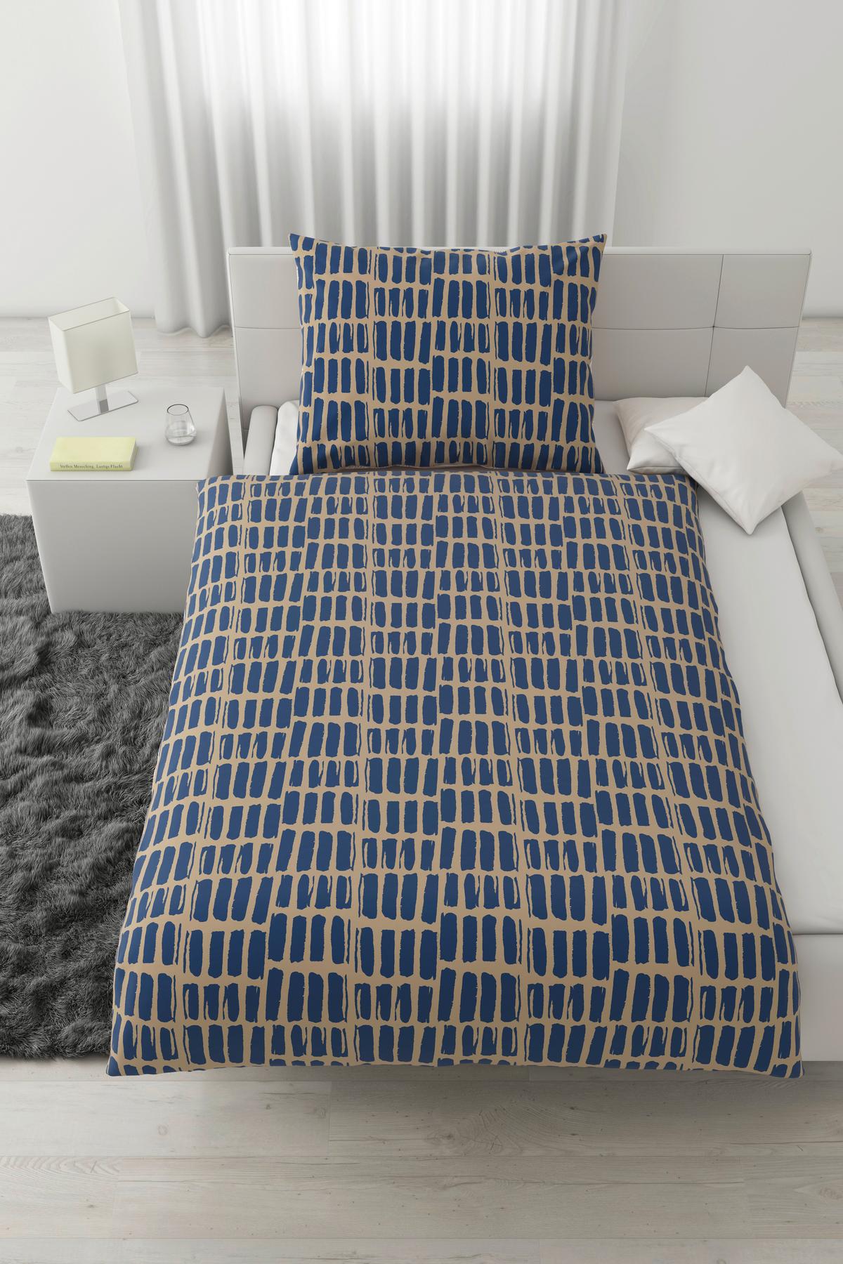 Povlečení Adam, 70/90 140/200cm - modrá/béžová, Moderní, textil (140/200cm) - Mömax