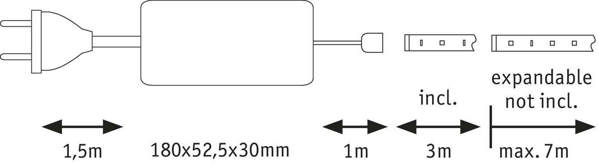 Led-streifen L: 3-5,5 M Dimmbar - Silberfarben, Basics, Metall (300-550cm) - Paulmann
