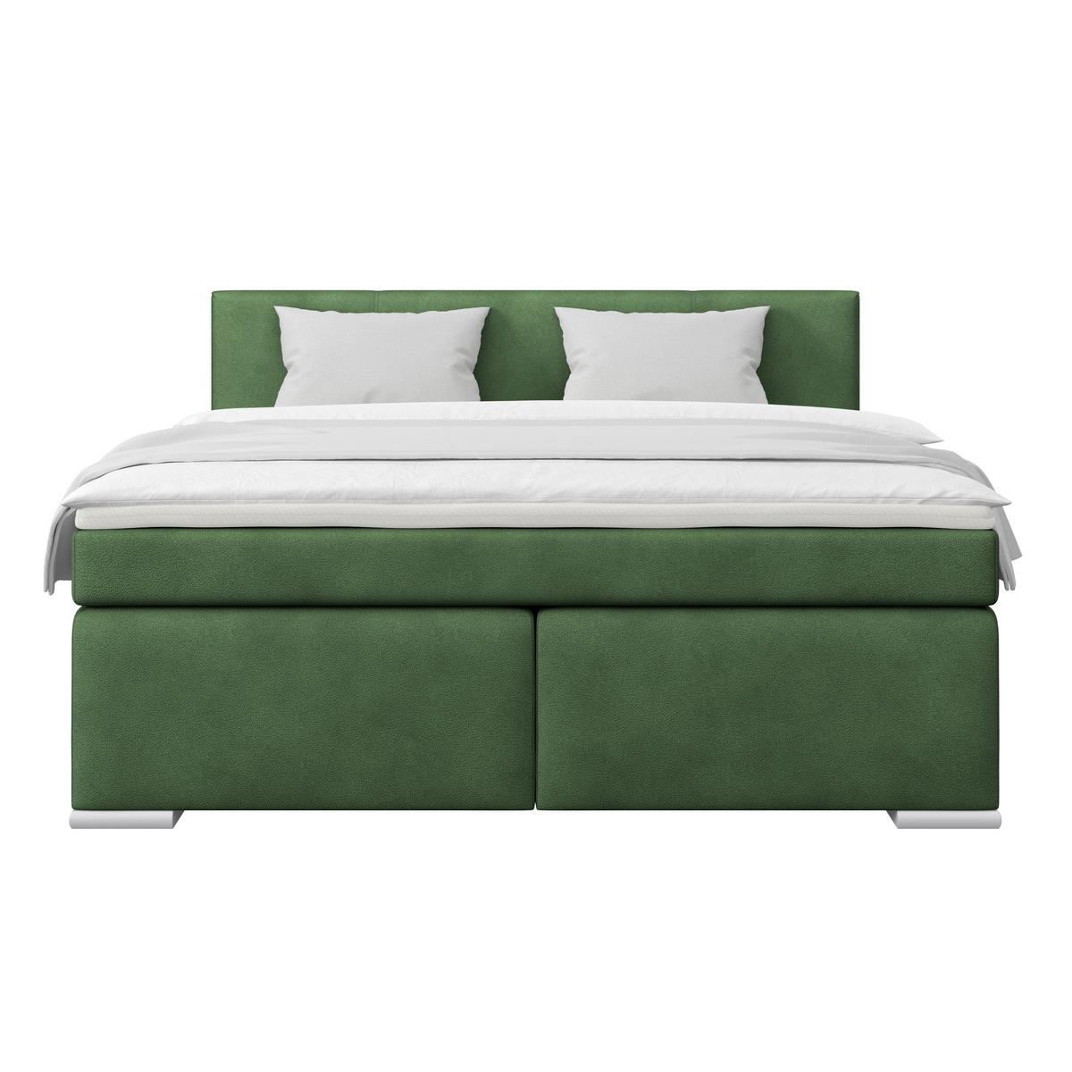 Boxspringbett Mira 1 - Dunkelgrün, Basics, Holz/Kunststoff (160/200cm)