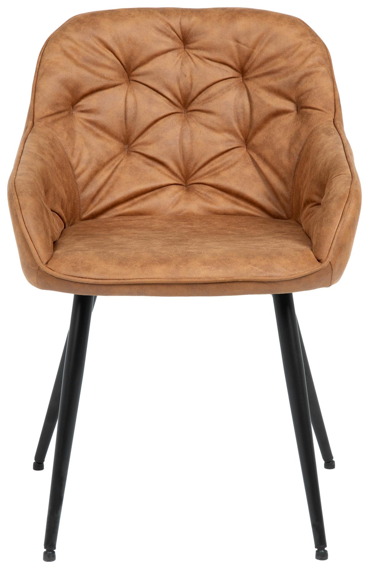 Armlehnstuhl Ancona Braun B: 55 cm - Schwarz/Braun, ROMANTIK / LANDHAUS, Textil/Metall (55/80/61cm) - Livetastic