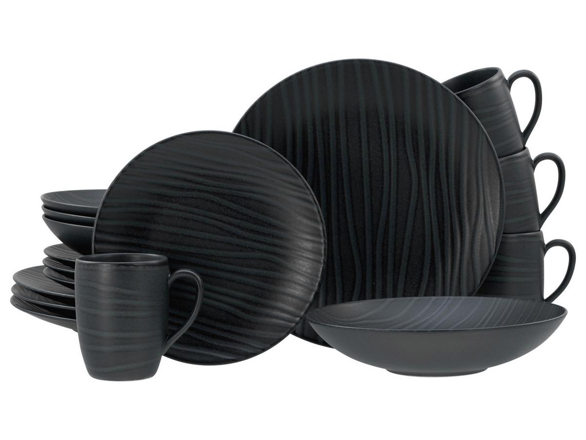 Kombiservice Waves Anthrazit 16--Teilig - Anthrazit, Basics, Keramik - Creatable