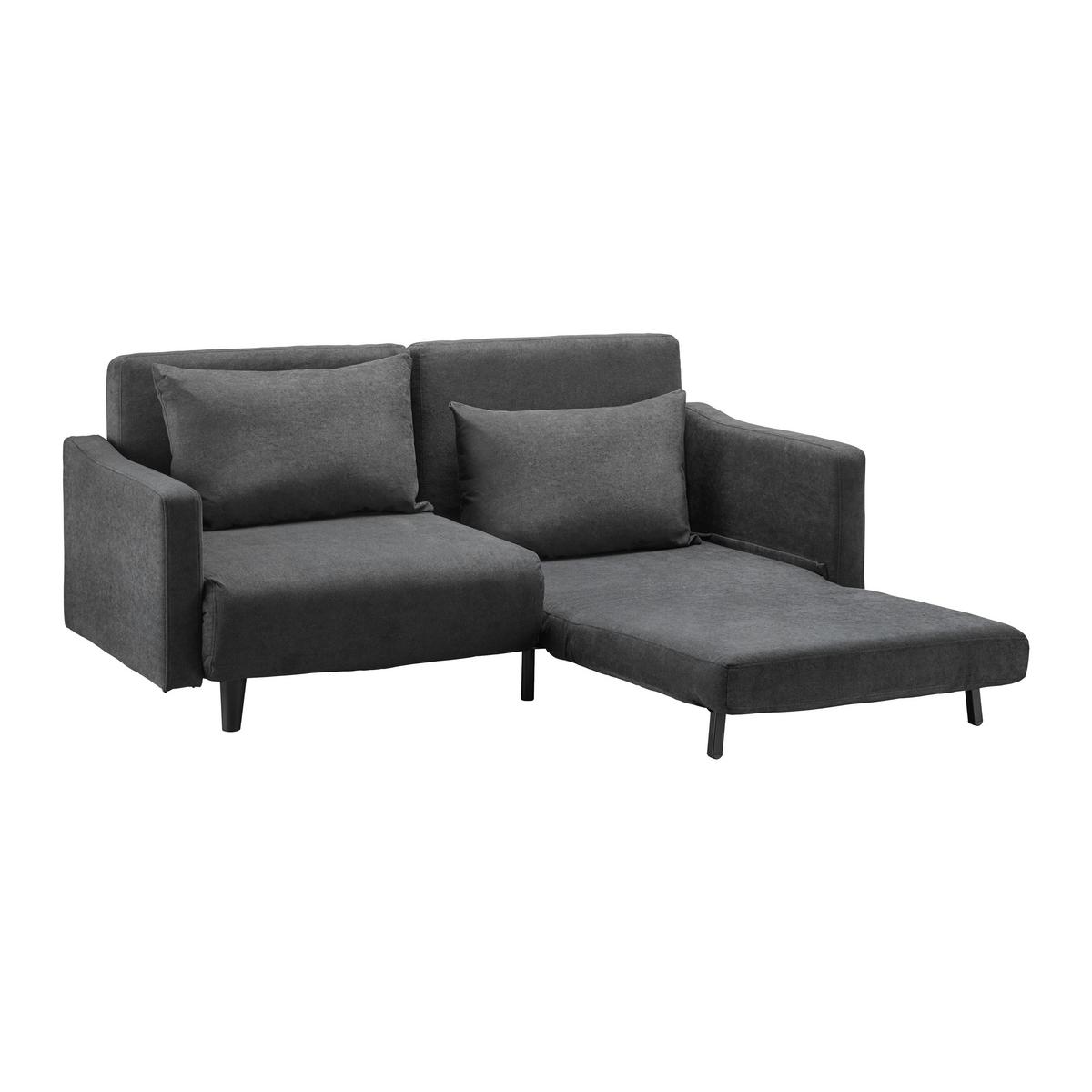 Malá rozkladacia pohovka SANDRO tmavosivá - čierna/tmavosivá, Modern, drevo/textil (175/76/89cm) - Bessagi Home