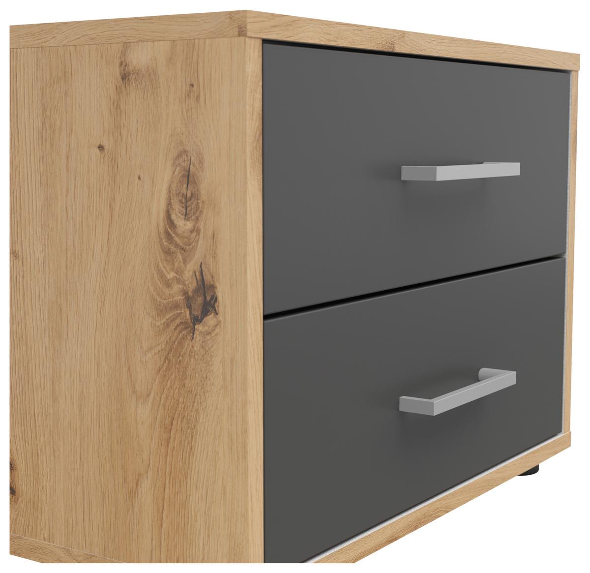Éjjeliszekrény Smart 2 50/38cm - szürkésfehér/Artisan tölgy, Basics, faalapú anyag (50/38/35cm)