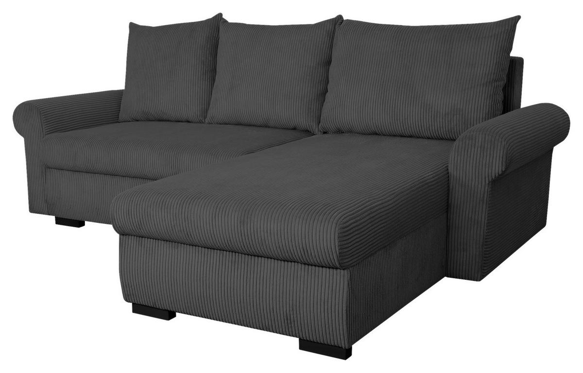 ECKSCHLAFSOFA Vasco, Anthrazit LF: 233x168cm - Anthrazit/Schwarz, Trend, Textil (233/168cm)