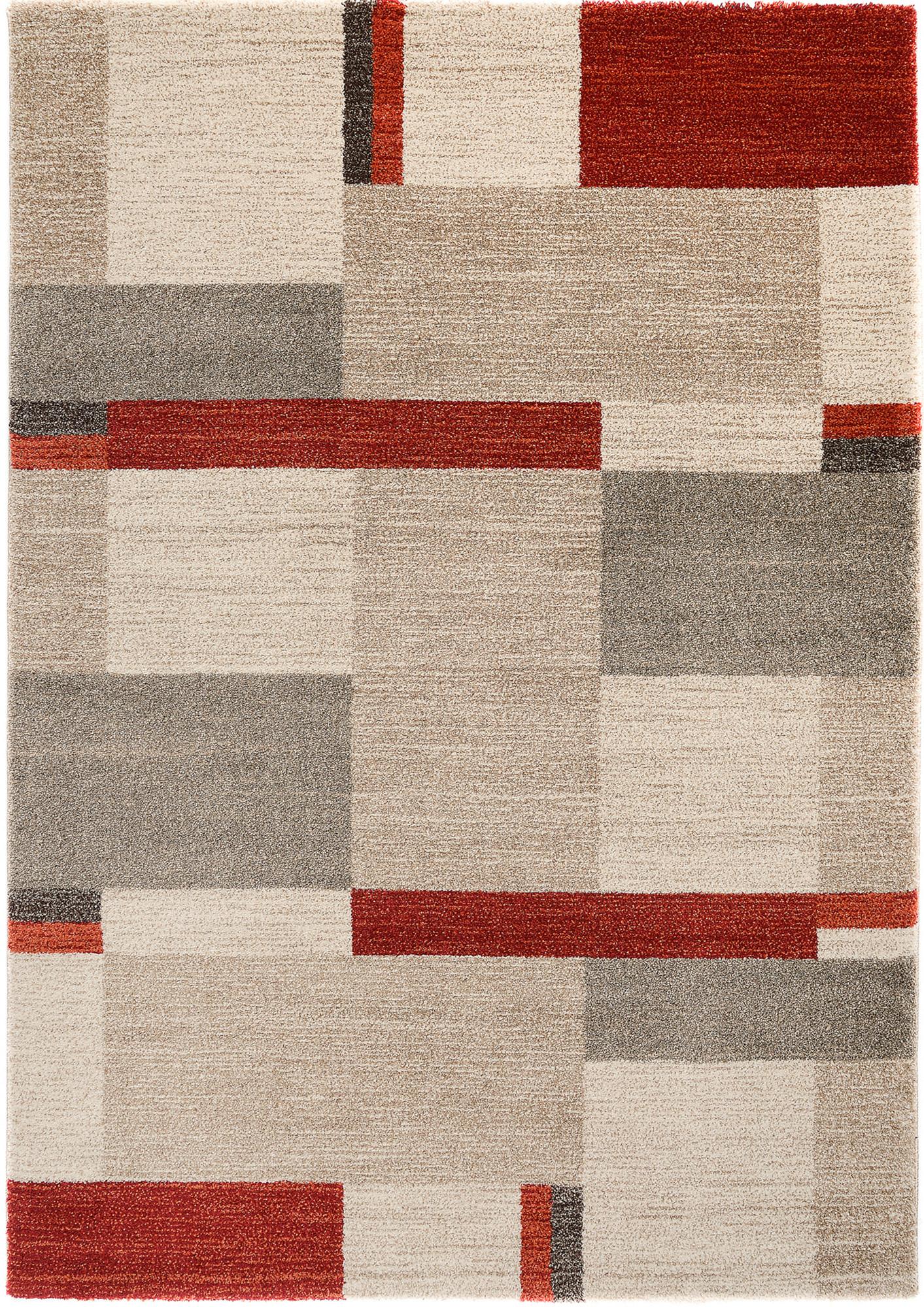 Teppich Läufer Braun/Rot/Beige Palazzo Bloc 80x300 cm - Beige/Rot, KONVENTIONELL, Textil (80/300cm) - Novel