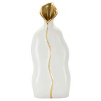 Vase Uma Weiß/goldfarben B: 16 Cm - Goldfarben/Weiß, Basics, Keramik (16/40/8cm)