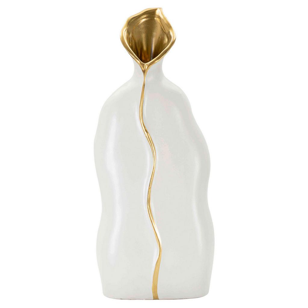VASE Uma Weiß/Goldfarben B: 16 cm