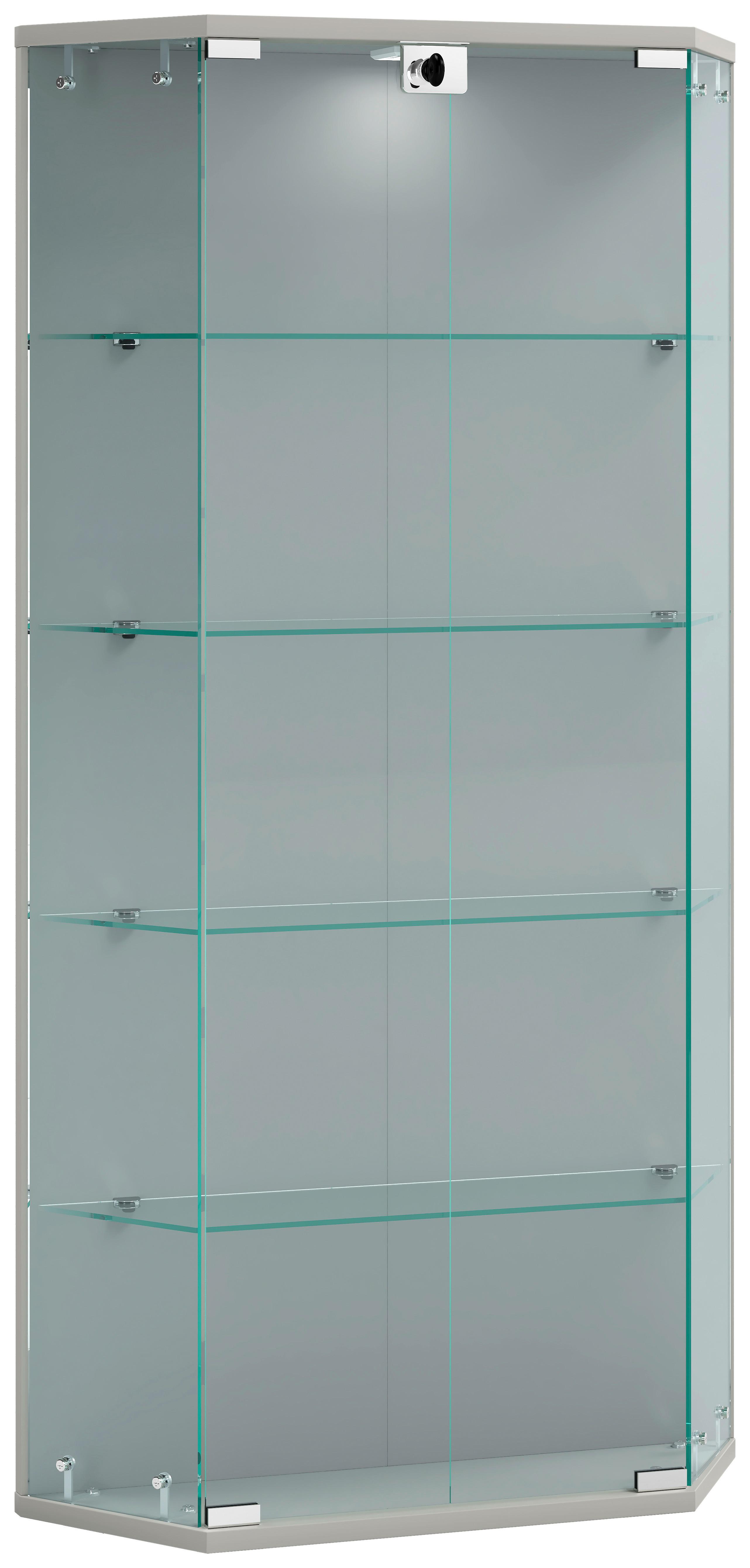 Vitrine Benila Silberfarben B: 83 cm - Transparent/Silberfarben, Design, Glas/Holzwerkstoff (83/114/17cm) - MID.YOU