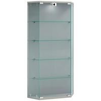 Vitrine Benila Silberfarben B: 83 cm - Transparent/Silberfarben, Design, Glas/Holzwerkstoff (83/114/17cm) - MID.YOU