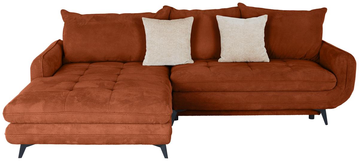 Ecksofa Wave - Schwarz/Orange, MODERN, Textil (189/266cm)