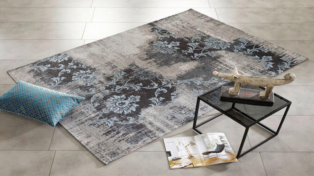 Vintage-Teppich Diana Melody Blau/Grau 40x60 cm - Blau/Grau, Trend, Textil (40/60cm) - Novel