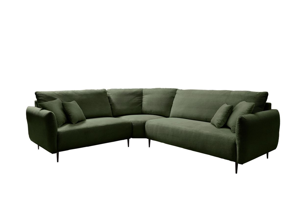 Ecksofa Vanilla Dunkelgrün S: 256x294 cm - Dunkelgrün/Schwarz, Design, Textil (256/294cm) - Livetastic