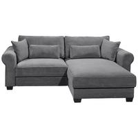 Ecksofa Mit Schlaffunktion Angelina Anthrazit Kord - Anthrazit/Schwarz, Basics, Textil (255/92/185cm) - MID.YOU