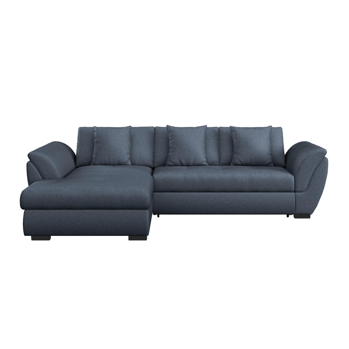 Ecksofa Berisso - Schwarz/Dunkelblau, Design, Textil (187/278cm) - Ondega