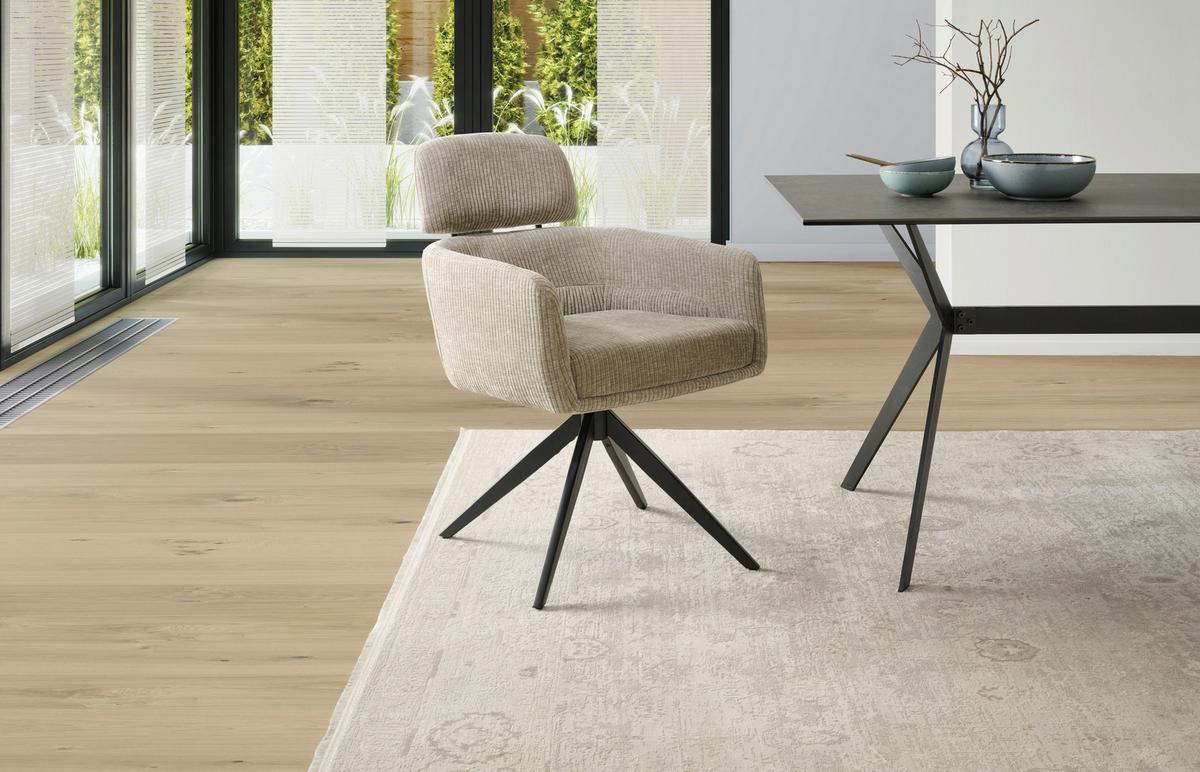 Armlehnstuhl Malte Cord Beige, B: 60 cm - Beige/Schwarz, KONVENTIONELL, Holz/Textil (60/87,5/68cm) - Livetastic