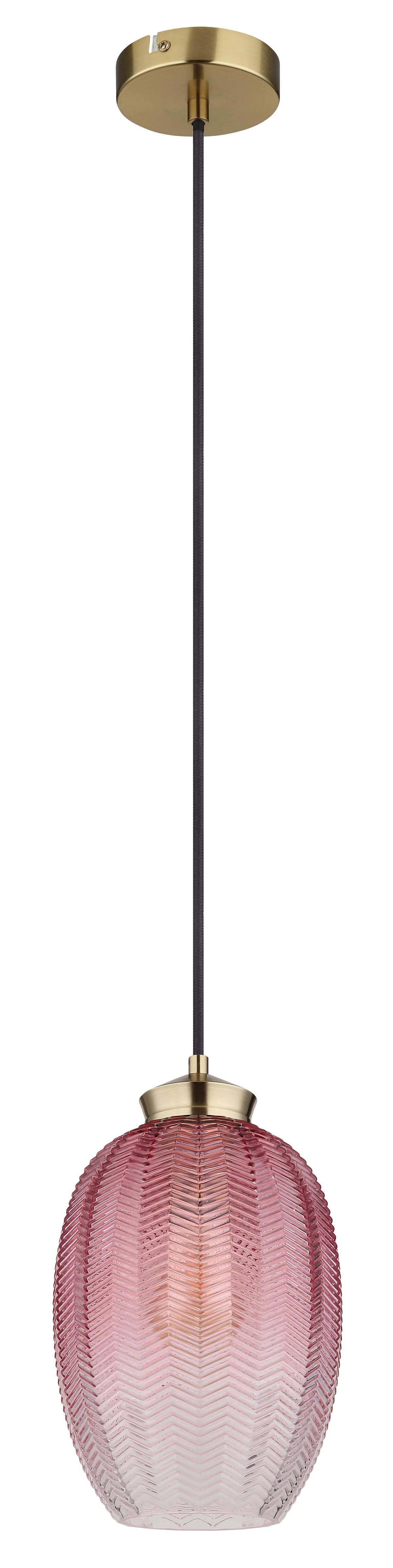 Hängeleuchte 15898h2 - Brombeere/Goldfarben, Basics, Glas/Textil (18/120cm) - Globo