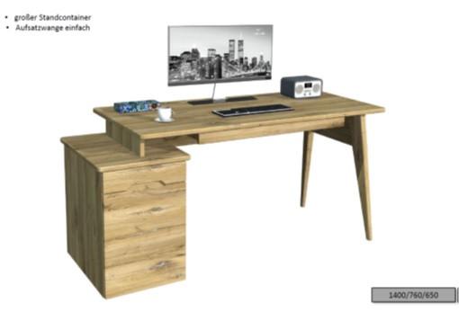 Schreibtisch B 140cm H 74,2cm Micro 2 Wildeiche Echtholz - Wildeiche, Natur, Holz/Holzwerkstoff (135/76/65cm)