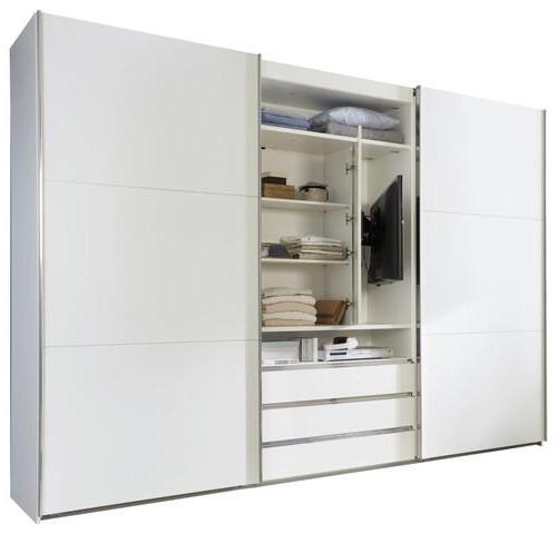 Schwebetürenschrank mit Laden 300cm Magicglas, Weiß