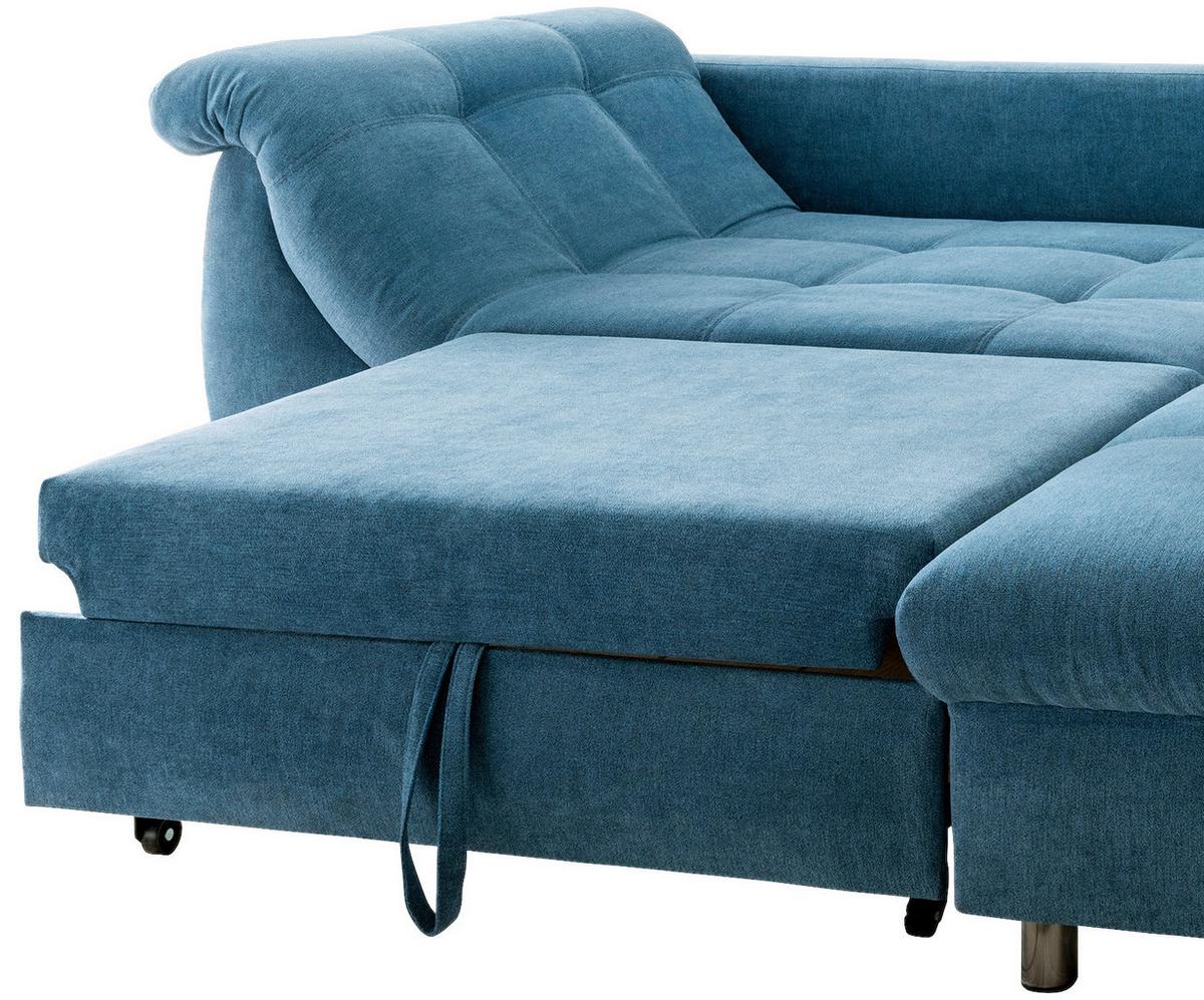 Rohová sedačka AGIRA, pravá, modrá / strieborná - modrá/chrómová, Design, textil (250/190cm) - Livetastic