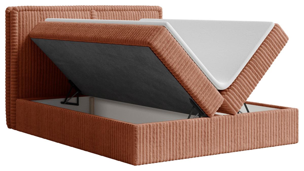 Boxbett Barcelona mit Topper 180x200 - Terracotta/Schwarz, MODERN, Holz/Kunststoff (180/200cm) - Livetastic