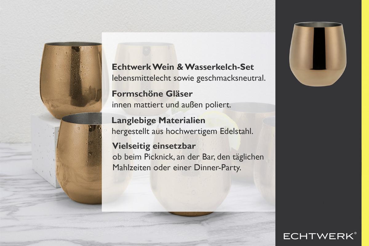 Gläserset 6-Teilig - Kupferfarben, Trend, Metall (9,9cm) - Echtwerk