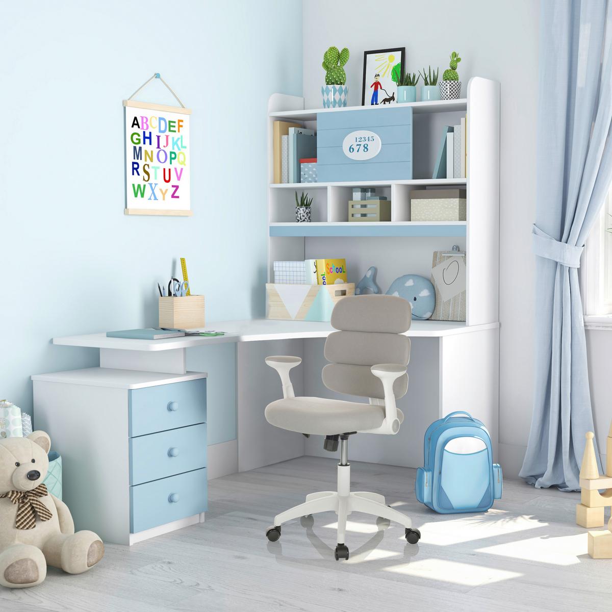 Jugenddrehstuhl Kid Ergolino W - Weiß/Grau, Basics, Kunststoff/Textil (62/86-97/62cm) - MID.YOU