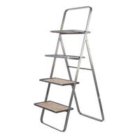 Leiterregal Leonie 4 Ablagen, Höhe ca. 72 cm - Hellbraun/Hellgrau, Basics, Holz/Metall (52/72/145cm)