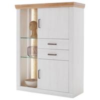 Highboard B: 106 cm Madrid Eiche-/Pinienfarben - Eichefarben/Schwarz, Design, Glas/Holzwerkstoff (106/142/40cm) - MID.YOU