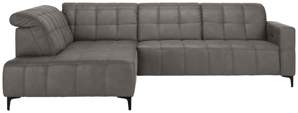 Rohová sedačka PANAMA, ľavá, sivobéžová - čierna/sivobéžová, Konventionell, kov/textil (216/89-102/304cm) - Premium Living