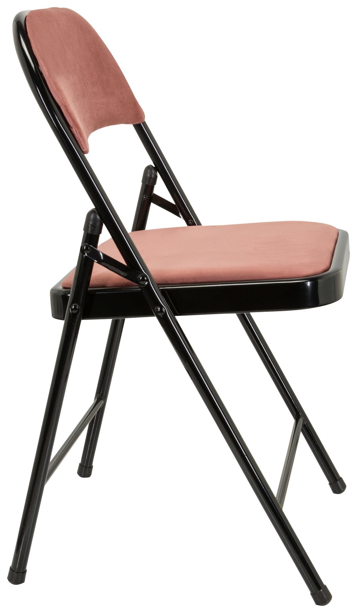 Klappstuhl Tudela I Rosa/Schwarz Samt - Schwarz/Rosa, Basics, Textil/Metall (44/80/49cm) - MID.YOU