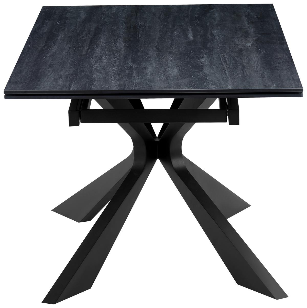 Esstisch Hamar Schwarz L: 180-220 cm - Schwarz, MODERN, Stein/Metall (180/220/90/76cm) - P & B