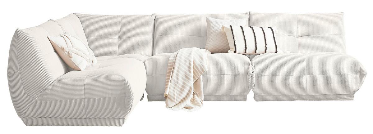 Ecksofa Giselle Weiß Cord - Weiß, Trend, Textil (210/315cm) - Livetastic