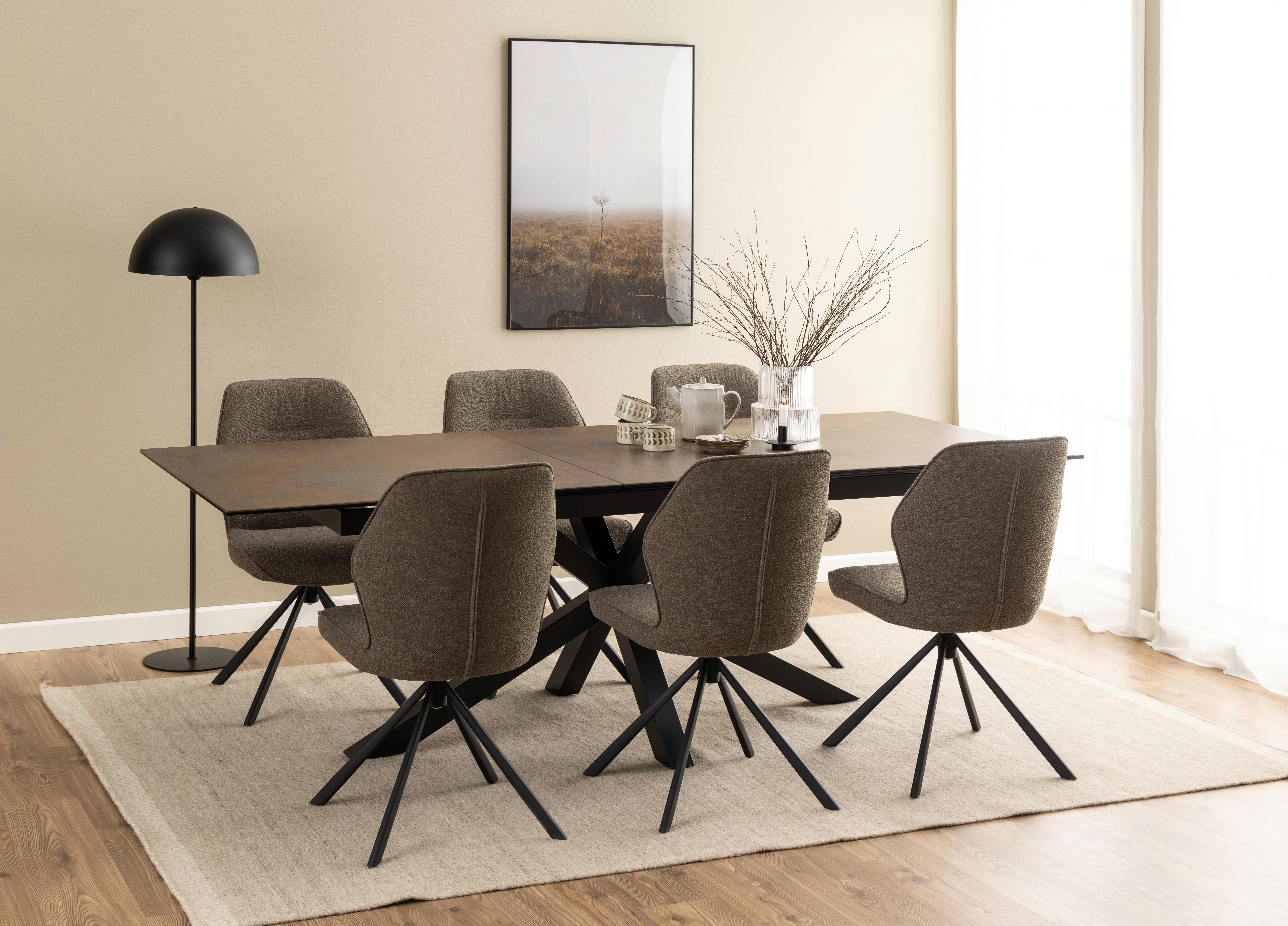 Esstisch ausziehbar Heaven 200-240x100x75,5cm Schwarz - Schwarz/Braun, Design, Keramik/Metall (200-240/100/75,5cm) - MID.YOU