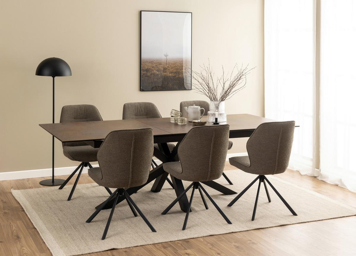 Esstisch ausziehbar Heaven 200-240x100x75,5cm Schwarz - Schwarz/Braun, Design, Keramik/Metall (200-240/100/75,5cm) - MID.YOU