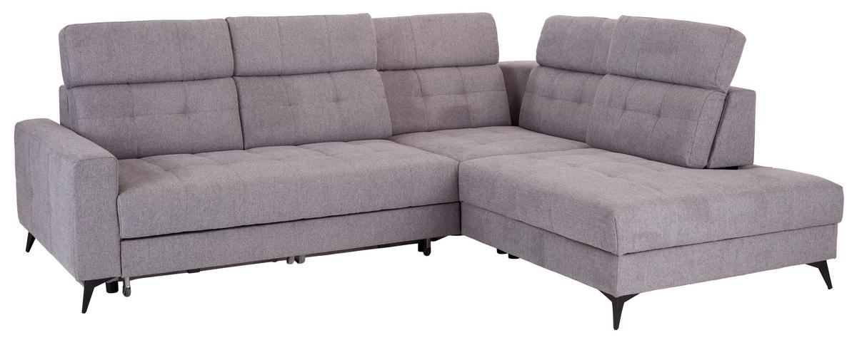 Ecksofa mit Bettfunktion & Bettkasten Barletta Grau - Schwarz/Grau, MODERN, Textil (289/228cm) - Luca Bessoni