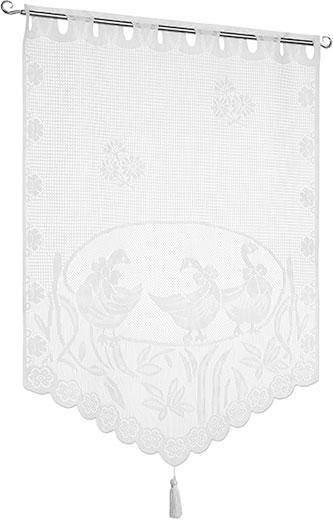 Kurzgardine Transparent Lace Bxl: 60x90 Cm Mit Blumenmotiv - Weiß, KONVENTIONELL, Textil (60/90cm) - Ondega