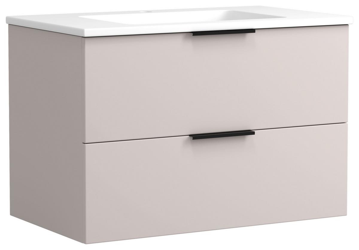 Waschtischkombi Sevilla Kaschmir, Weiß - Kaschmir/Weiß, MODERN, Keramik/Holzwerkstoff (80cm) - Held